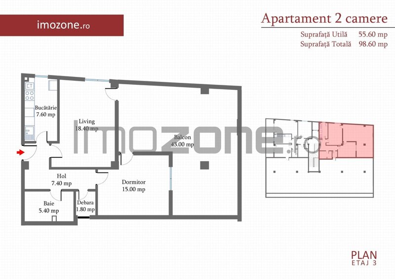 Pacii,  Ap., 2 cam. dec. 56 mp. + Terasa acoperita 43 mp,+ Pod, Comision 0%